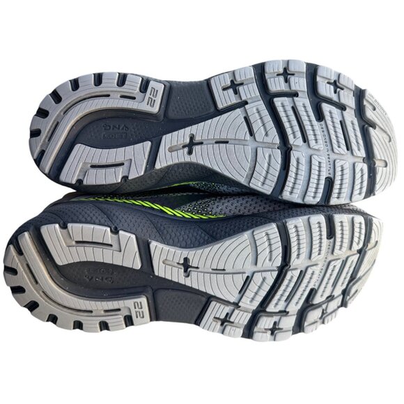 Brooks Adrenaline GTS 22 Mens Running Shoes Size 9 Gray & Neon Yellow - Picture 9 of 11